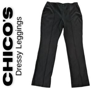 Chicos Leggings Pants Small Black Mid Rise Straight Leg Stretch Career Dress